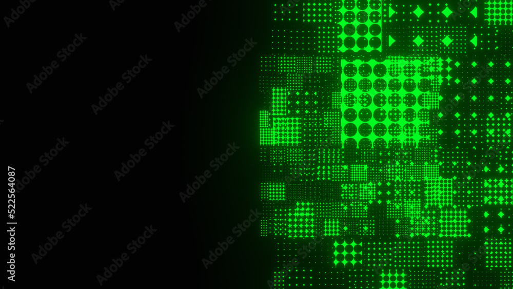 Abstract grunge grid dot background pattern. shine, green dot with copy space