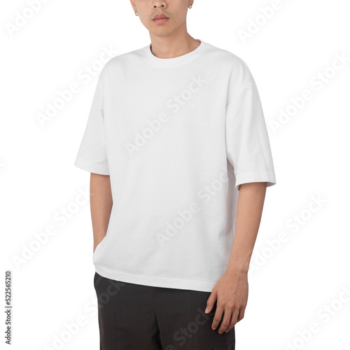 Man in white oversize t-shirt mockup, Design template.