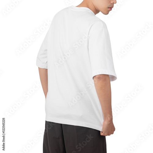 Man in white oversize t-shirt mockup, Design template.