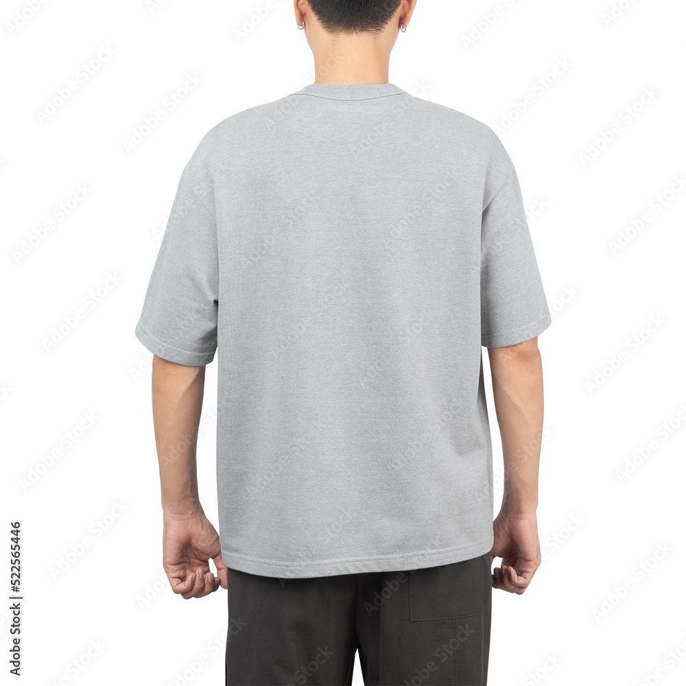 Man in grey oversize t-shirt mockup, Design template. Stock Photo ...