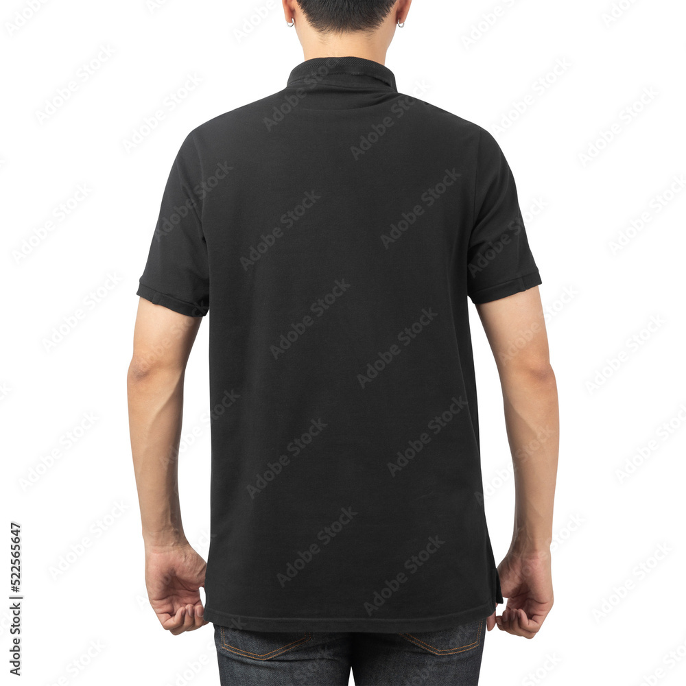 Man in black Polo t-shirt mockup, Design template.