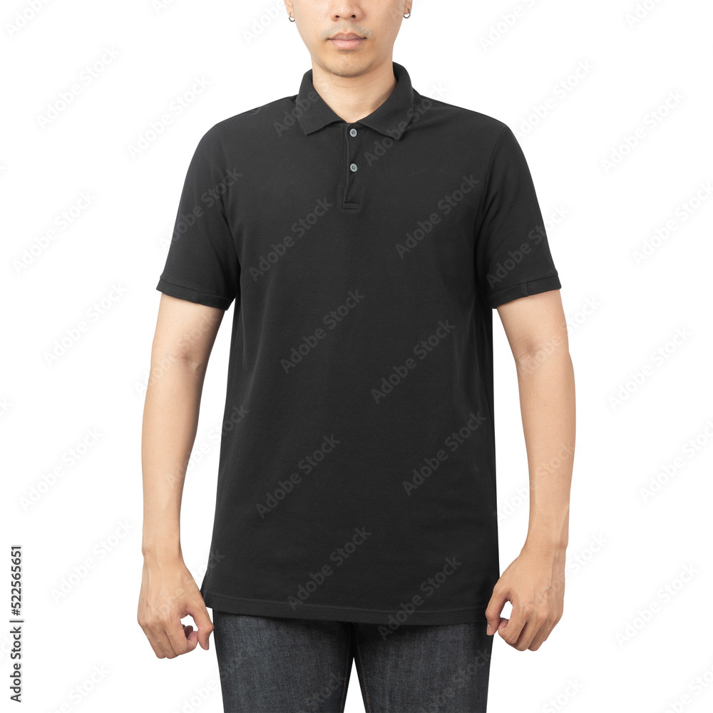 Man in black Polo t-shirt mockup, Design template. Man in black Polo t-shirt mockup, Design template.