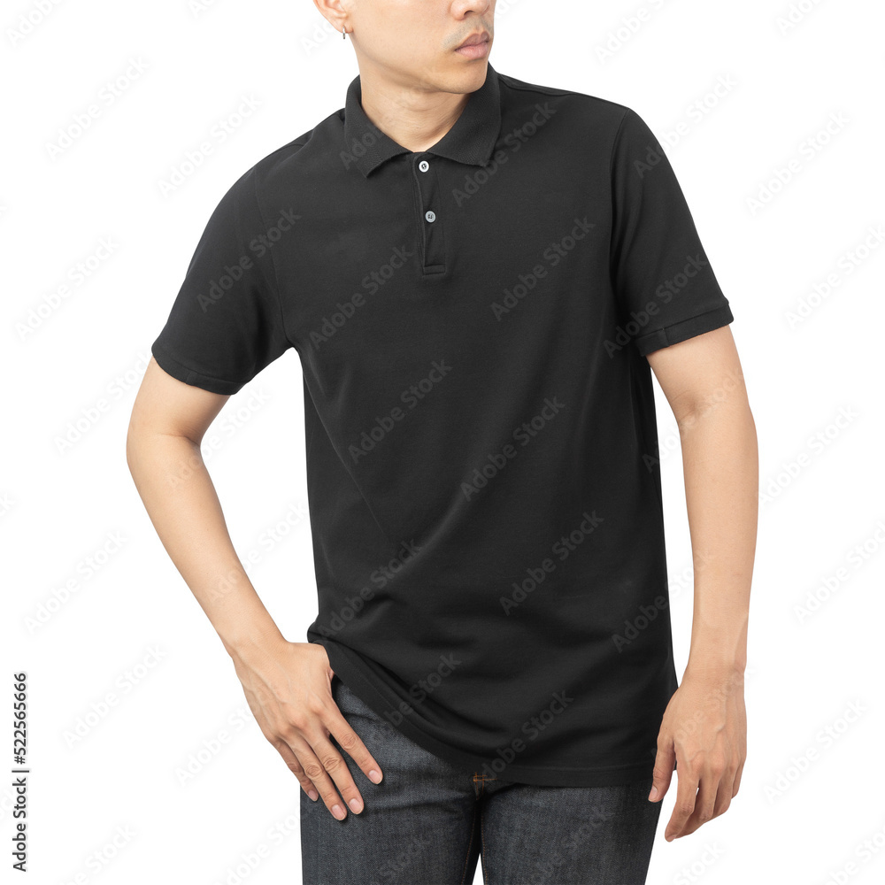 Man in black Polo t-shirt mockup, Design template. Man in black Polo t-shirt mockup, Design template.