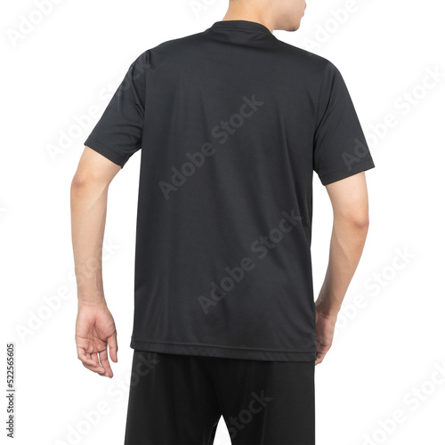 Man in black sport t shirt mockup, Design template.