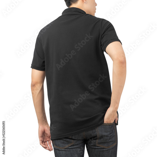 Man in black Polo t-shirt mockup, Design template.