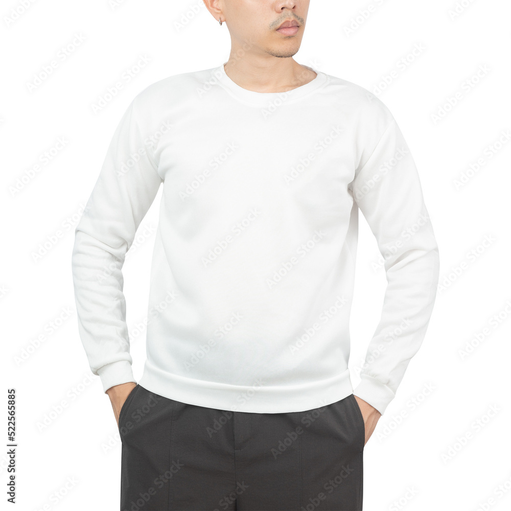 Man in white sweatshirt mockup, Design template. Man in white sweatshirt mockup, Design template.