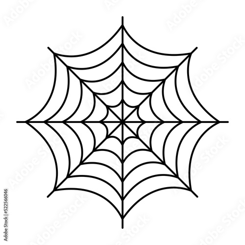 Spider web. Halloween hand drawn cobweb. Vector illustration isolated on white.
