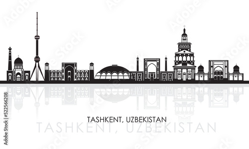 Silhouette Skyline panorama of city of Tashkent, Uzbekistan - vector illustration