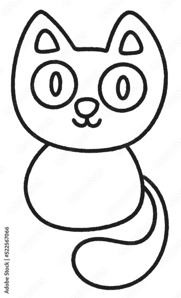 Obraz premium Halloween black cat flat line icon.