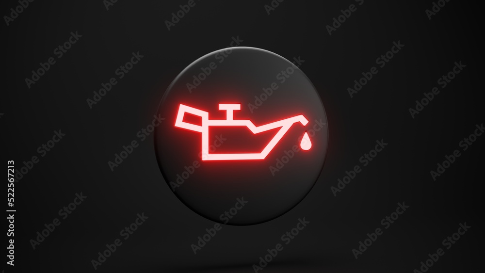Check motor oil level on dark background illustration. Car oil level red light glowing sign. Engine oil pressure control icon creative concept. Check motor oil level on dark background illustration. Car oil level red light glowing sign. Engine oil pressure control icon creative concept.