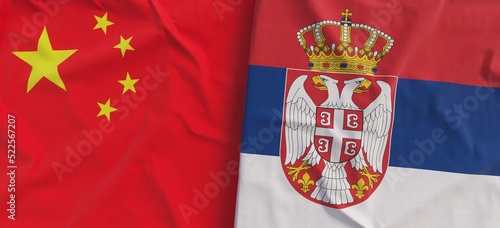 Photography Flags of China and Serbia