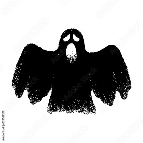 Spooky graphic ghost illustration. Funny ghost silhouette.
