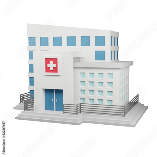 hospital building 3d illustration. Scene for health, medicine, architecture background. 3D render illustration.