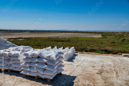 view of the Samouco salines in Alcochete Portugal photo