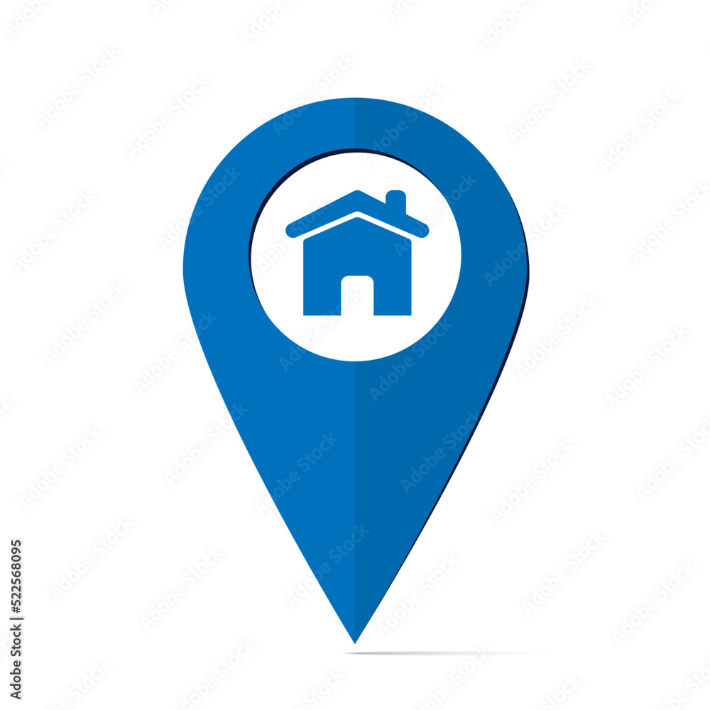 house pinBlue House symbol with location pin or navigation icon on white background. GPS navigator logo Flat Vector, infographic, illustration. house pinBlue House symbol with location pin or navigation icon on white background. GPS navigator logo Flat Vector, infographic, illustration.