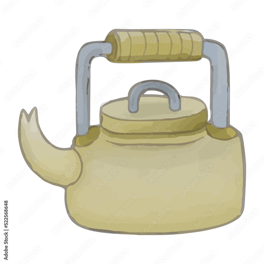 Hand Painted Watercolor Kettle Illustration. Hand Painted Watercolor Kettle Illustration.