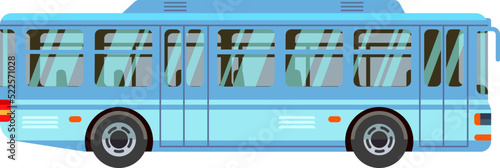 Blue bus side view. Passenger city transport