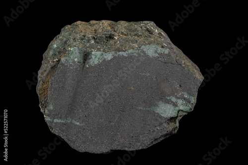 Massive magnetite enclosed by tremolite photo
