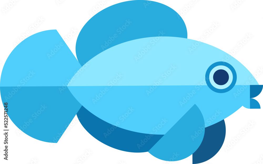 Blue fish flat icon. Marine fauna symbol Blue fish flat icon. Marine fauna symbol