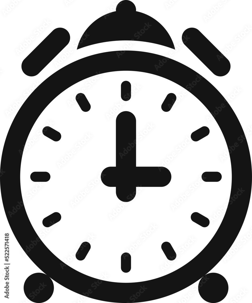 Retro alarm clock black icon. Time symbol