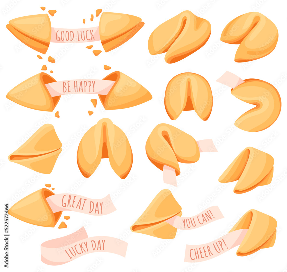 Fortune cookies. Chinese traditional food with future forecasting or ...