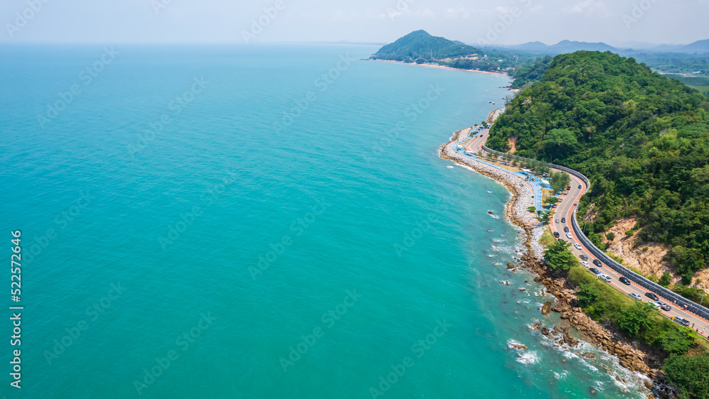 View of island from drone angle,Chanthaburi province of thailand,High angle of sea