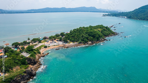 Fototapeta Naklejka Na Ścianę i Meble -  View of island from drone angle,Chanthaburi province of thailand,High angle of sea