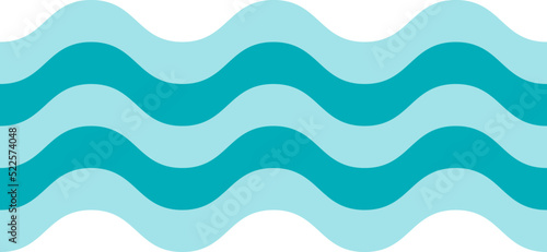 Ocean waves. Blue stylized water. Horizontal pattern