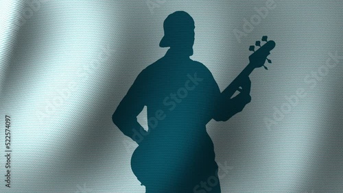 Bass player silhouette from dots. 3d animation