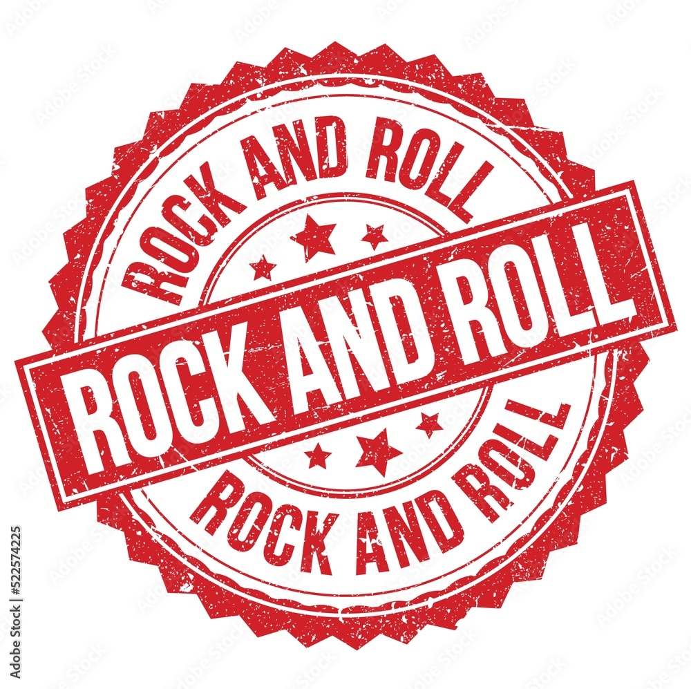 ROCK AND ROLL text on red round stamp sign ROCK AND ROLL text on red round stamp sign