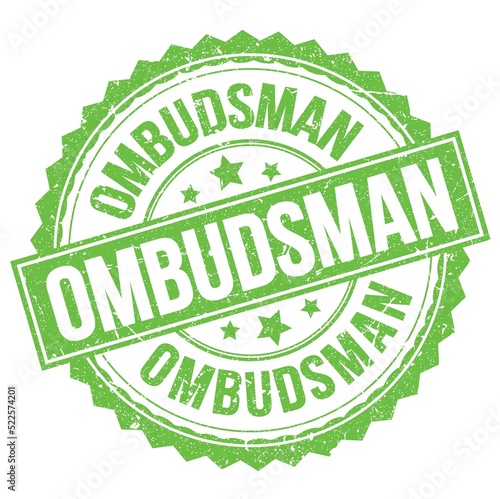 OMBUDSMAN text on green round stamp sign photo