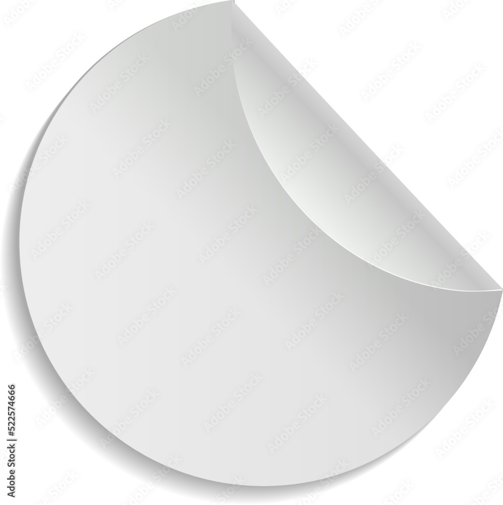 Round sticker with curled edge. Realistic paper mockup Round sticker with curled edge. Realistic paper mockup