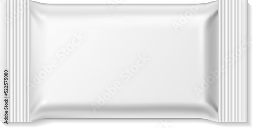 Foil sachet mockup. Realistic blank white pack