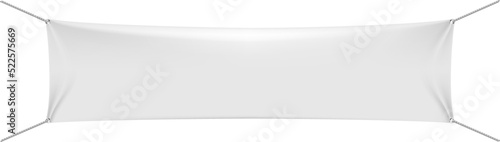 Canvas banner. Realistic horizontal cloth blank mockup