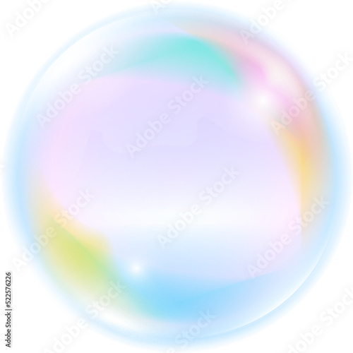Rainbow color underwater bubble. Realistic water foam