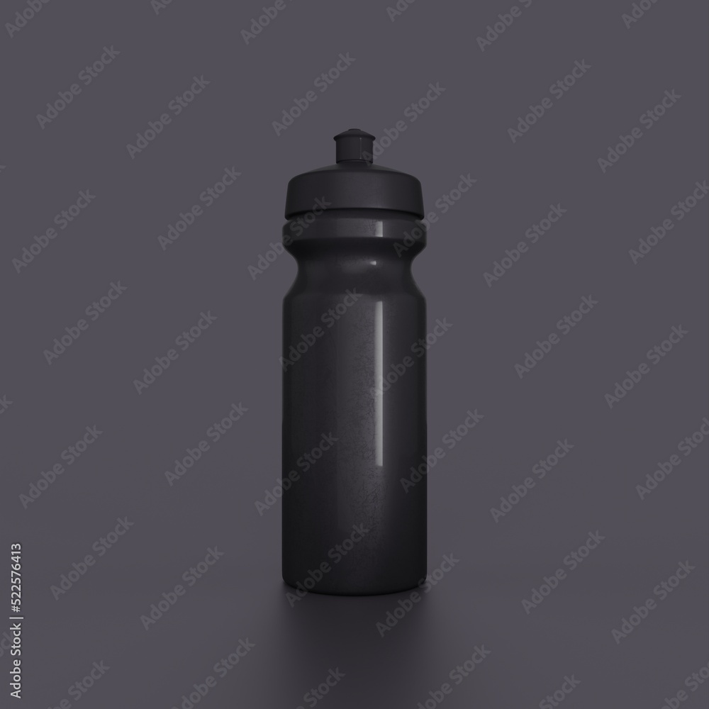 Stylish shaker for sports. Sports nutrition and health care. Black shaker. 3d rendering.