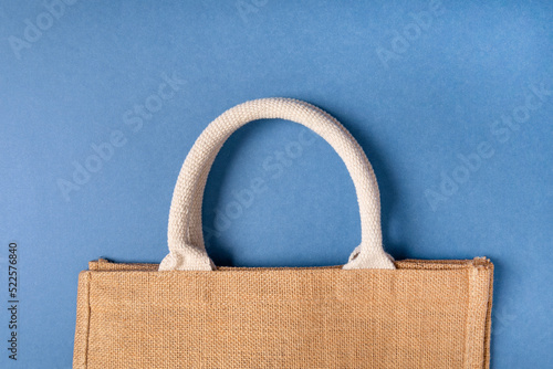 Fabric shopping bag on a blue background