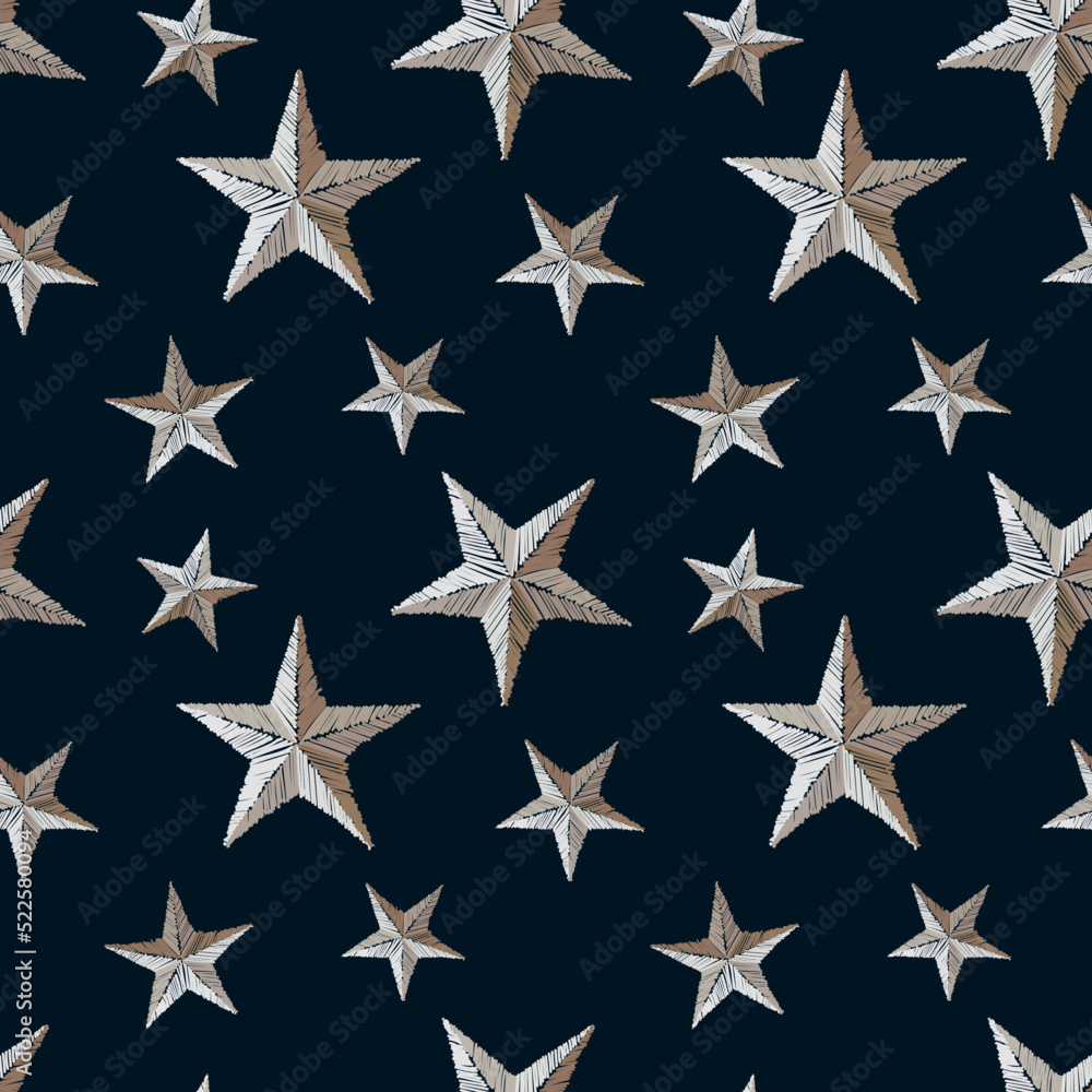White stars on a dark background. Seamless background. White stars on a dark background. Seamless background.
