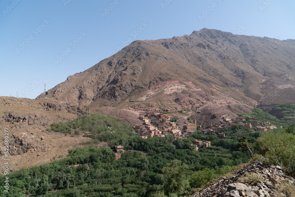 Panoramic view over imlil valley morocco Panoramic view over imlil valley morocco