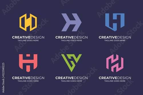 Flat design H logo vector template collection