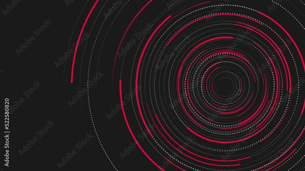 Black background with red radial lines, circle animation Black background with red radial lines, circle animation