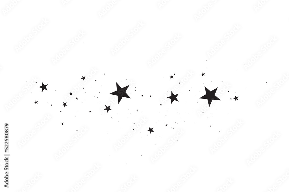 Obraz premium Stars on a white background. Black star shooting with an elegant star.Meteoroid, comet, asteroid, stars.