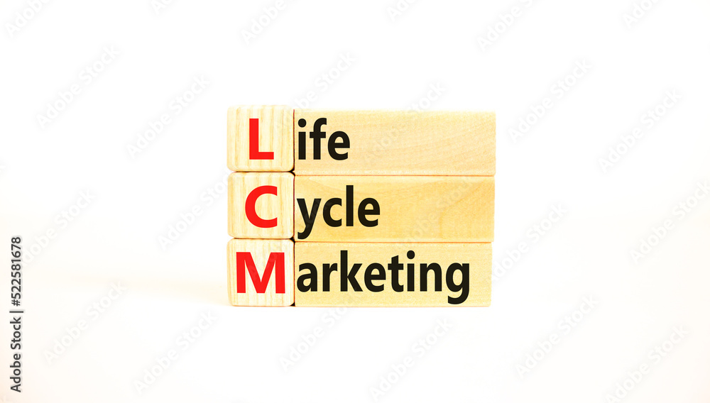 LCM lifecycle marketing symbol. Concept words LCM lifecycle marketing on wooden blocks on a beautiful white table white background. Business and LCM lifecycle marketing concept. Copy space. LCM lifecycle marketing symbol. Concept words LCM lifecycle marketing on wooden blocks on a beautiful white table white background. Business and LCM lifecycle marketing concept. Copy space.