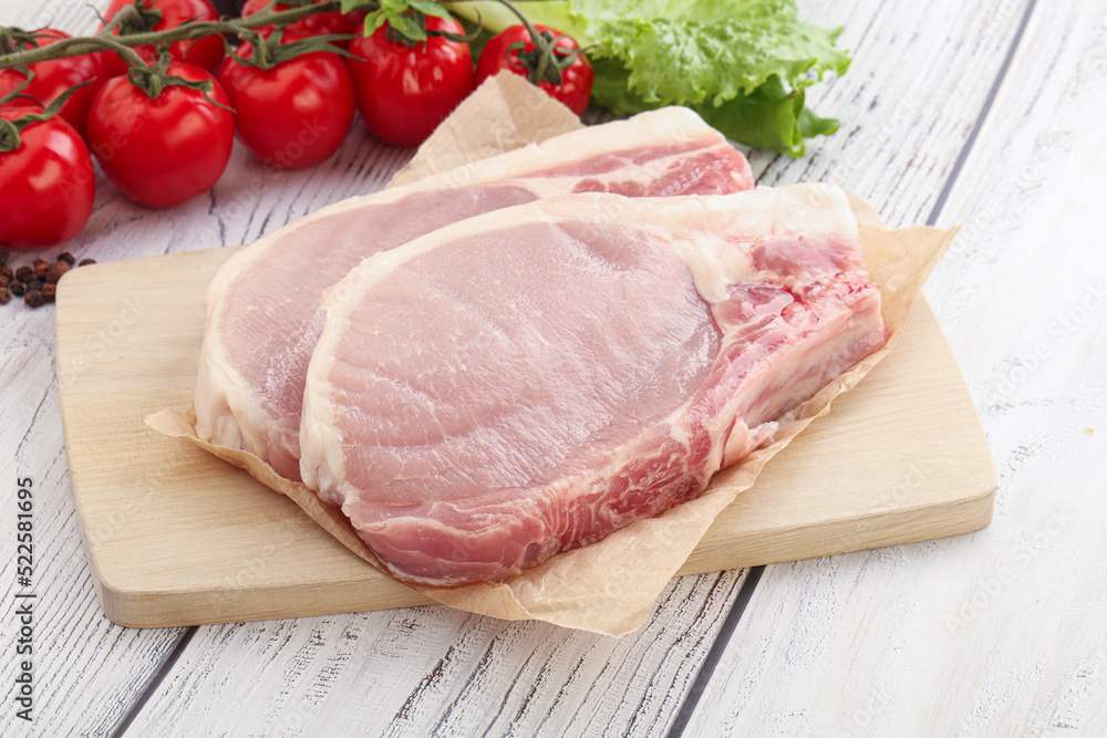 Raw pork t-bone steak for grill Raw pork t-bone steak for grill