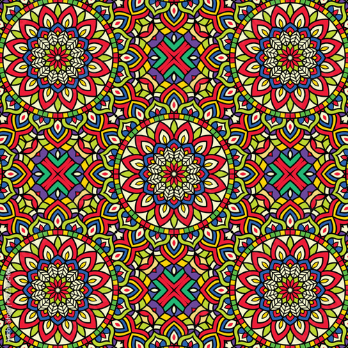 Abstract festive colorful floral vector mandala ethnic tribal pattern