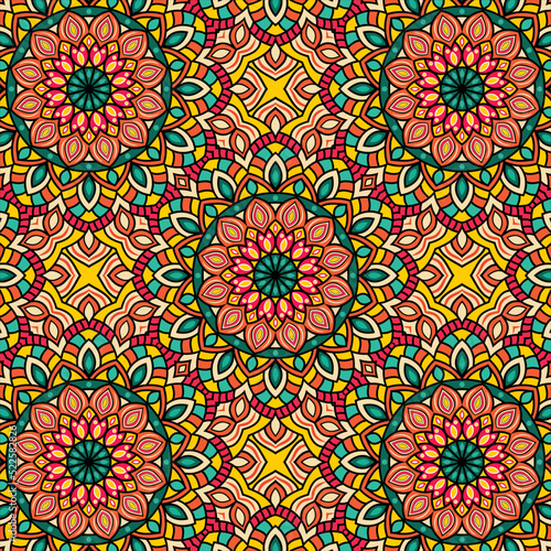 Abstract festive colorful floral vector mandala ethnic tribal pattern