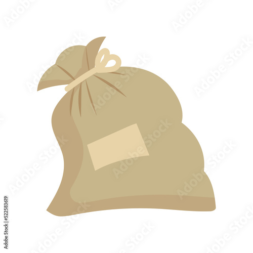Sack or bag sand and rice seed. Farmer flour and potato pallet brown farming isolated vector illustration. Plant mill wheat agriculture and farm harvest icon. Cartoon harvesting product symbol