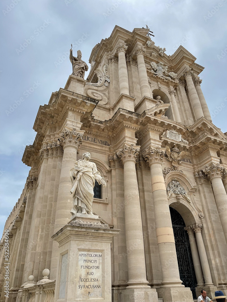 the façade of the Duomo of Siracusa, Sicily, Italy