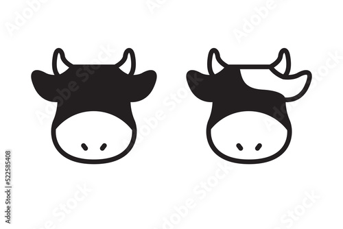 Cows simple cute icons. Vector line cow sign.