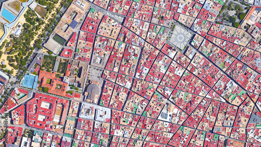 City of Cadiz looking down aerial view from above – Bird’s eye view Cadiz, Spain